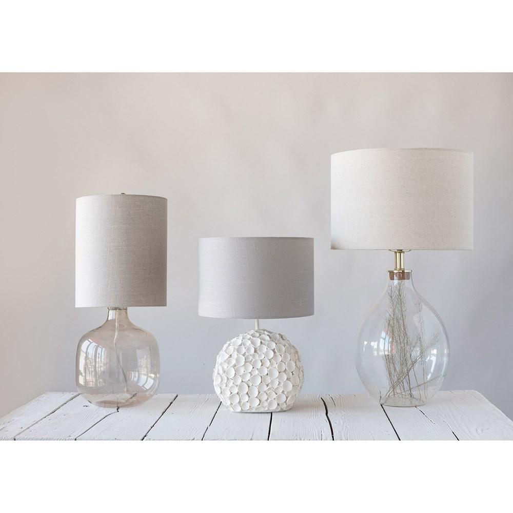 Glass Table Lamp w/ Cotton Shade - Creative Co-Op