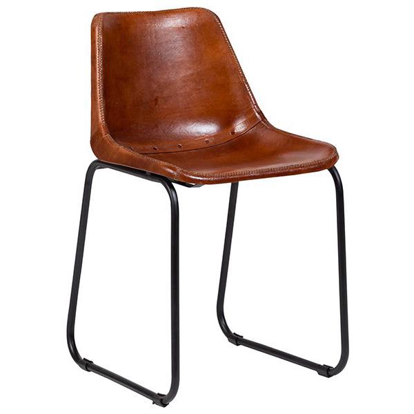 Leather Dining Chairs w/Metal Base - Porter