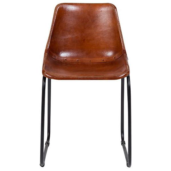 Leather Dining Chairs w/Metal Base - Porter
