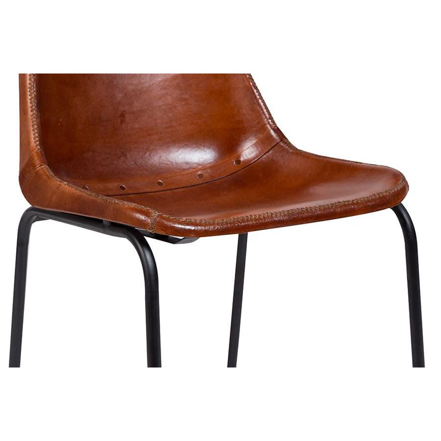 Leather Dining Chairs w/Metal Base - Porter