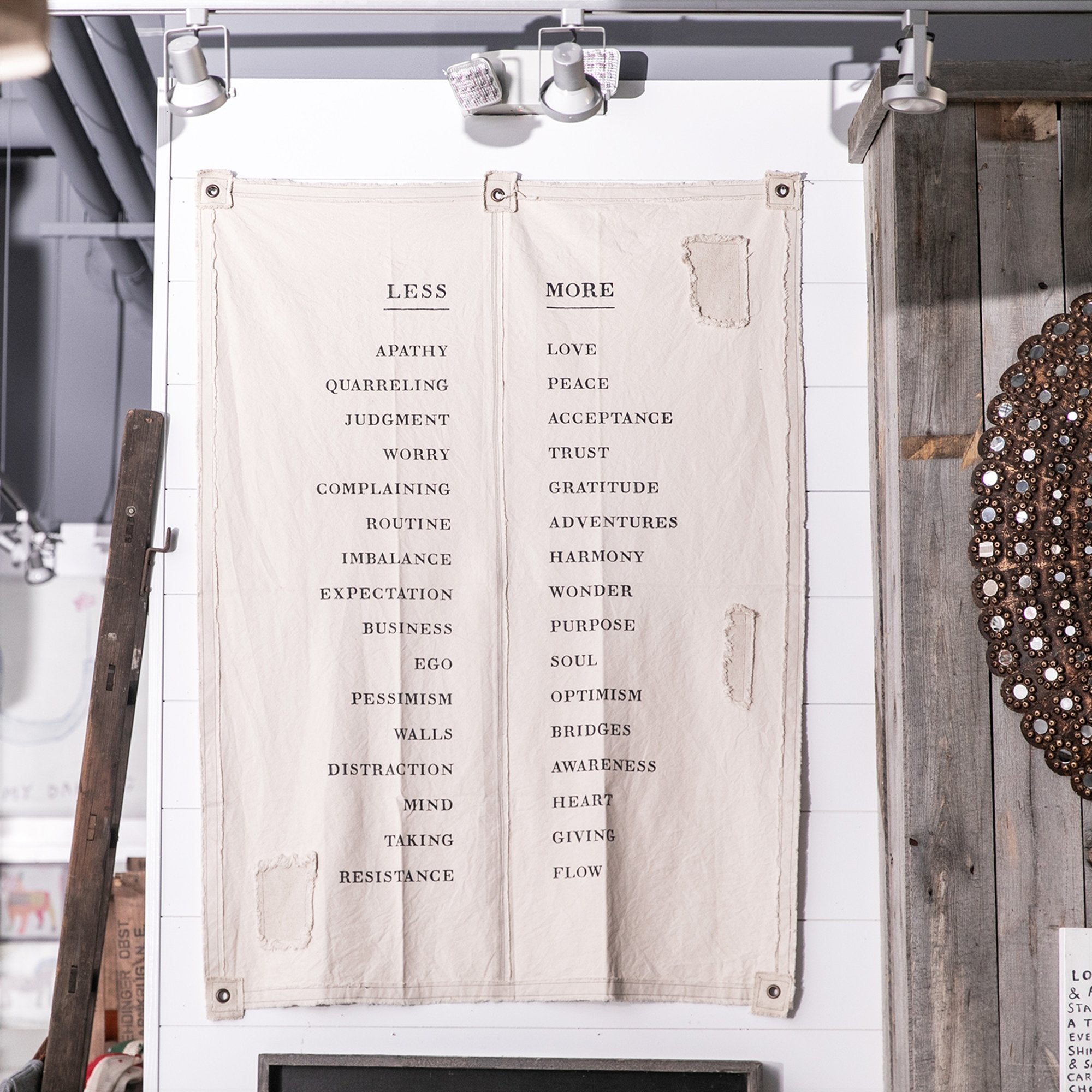 Less/More Word Art Wall Hanging - Sugarboo & Co.