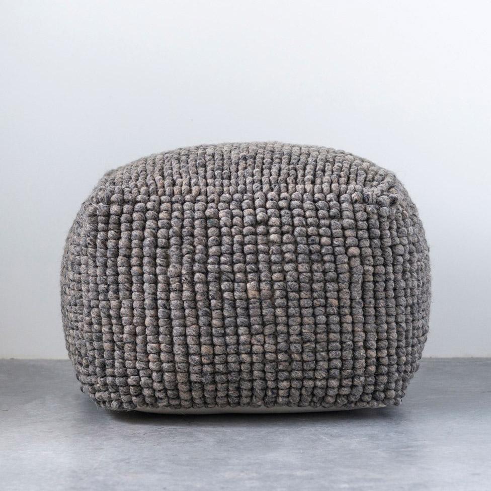 New Zealand Wool & Cotton Pouf - 2 Colors - Creative Co-Op