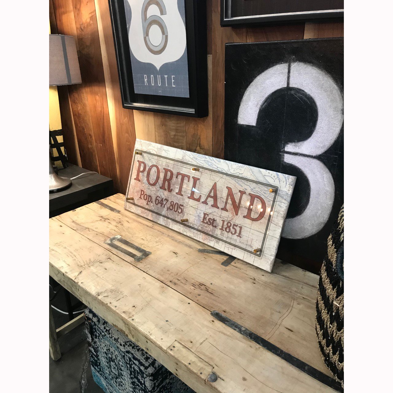 Lucite City Map Sign - Portland & Vancouver - Red Horse