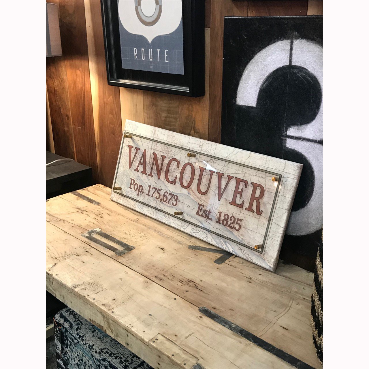 Lucite City Map Sign - Portland & Vancouver - Red Horse
