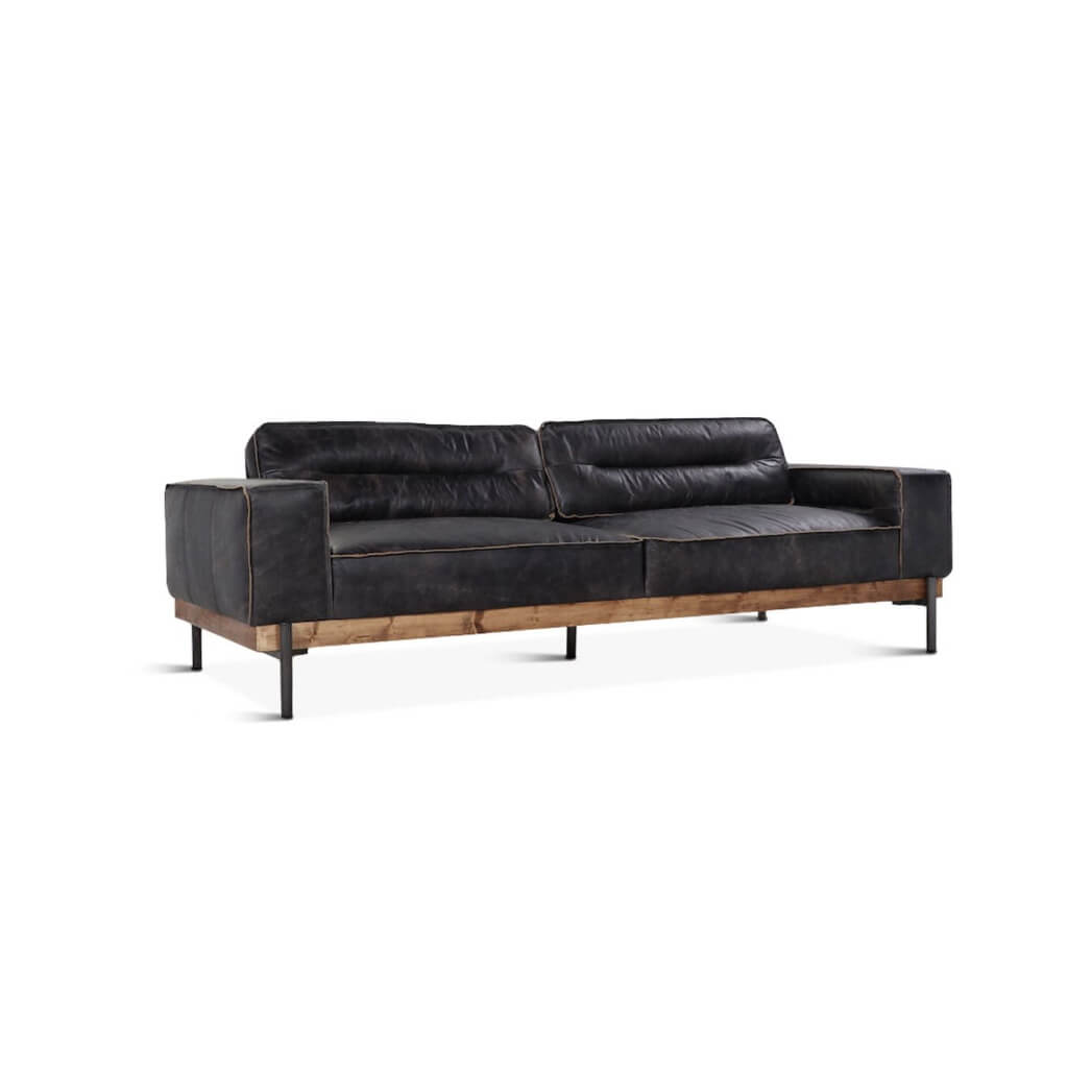 Portofino Antique Ebony Distressed Sofa- Front View