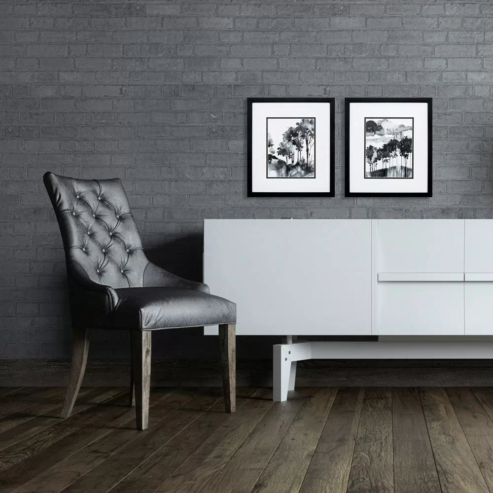 Ink Wash Trees Wall Art - styled in a minimalist industrial room
