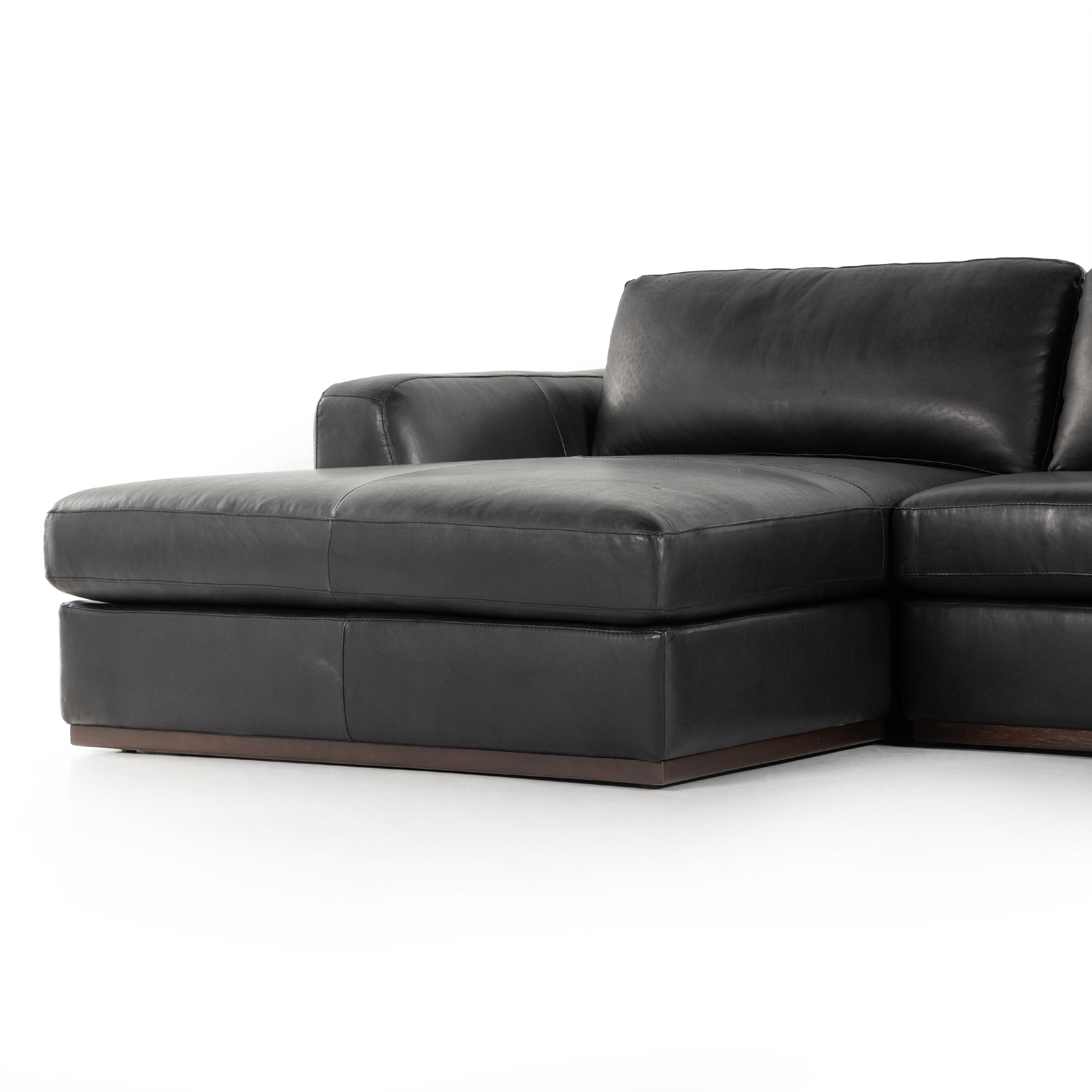 Colt Sectional in heirloom black leather chaise