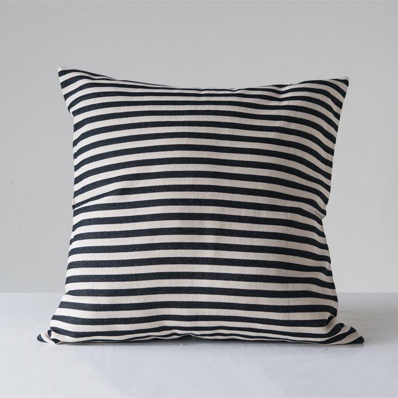 Black & White Striped Pillow - Creative Co-Op