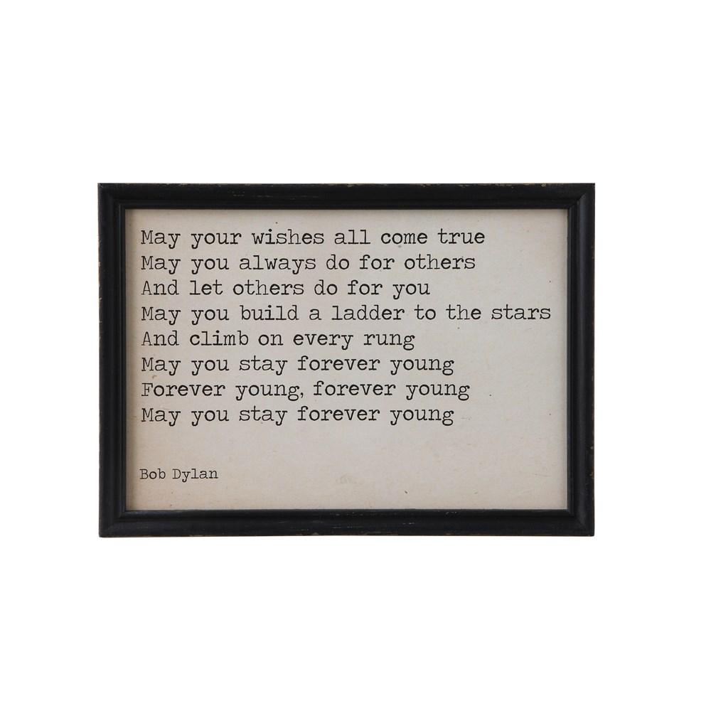 Bob Dylan Forever Young Quote Framed Wall Art - Creative Co-Op
