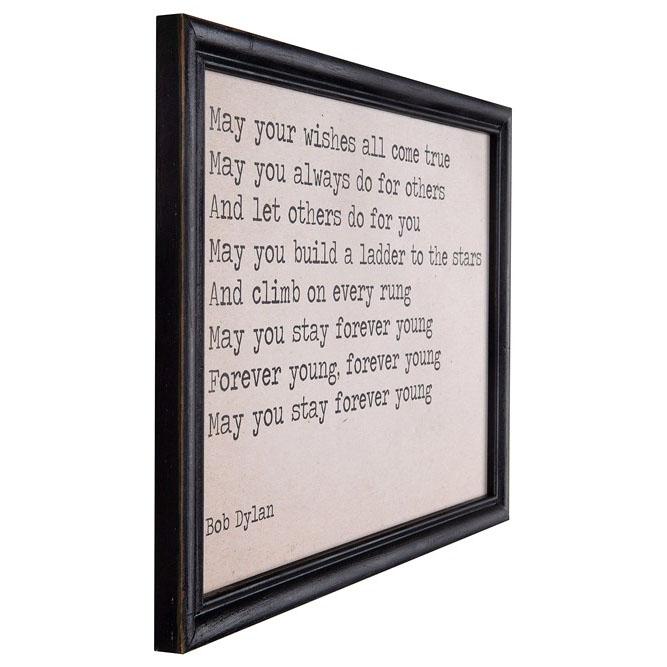 Bob Dylan "Forever Young" Quote Framed Wall Art - Creative Co-Op