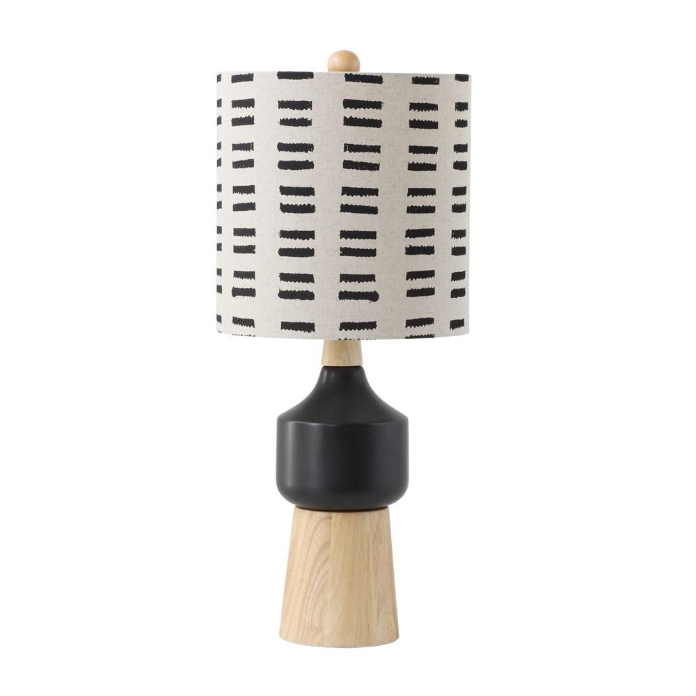 Wood & Ceramic Table Lamp w/Mudcloth Pattern Shade - Creative Co-Op