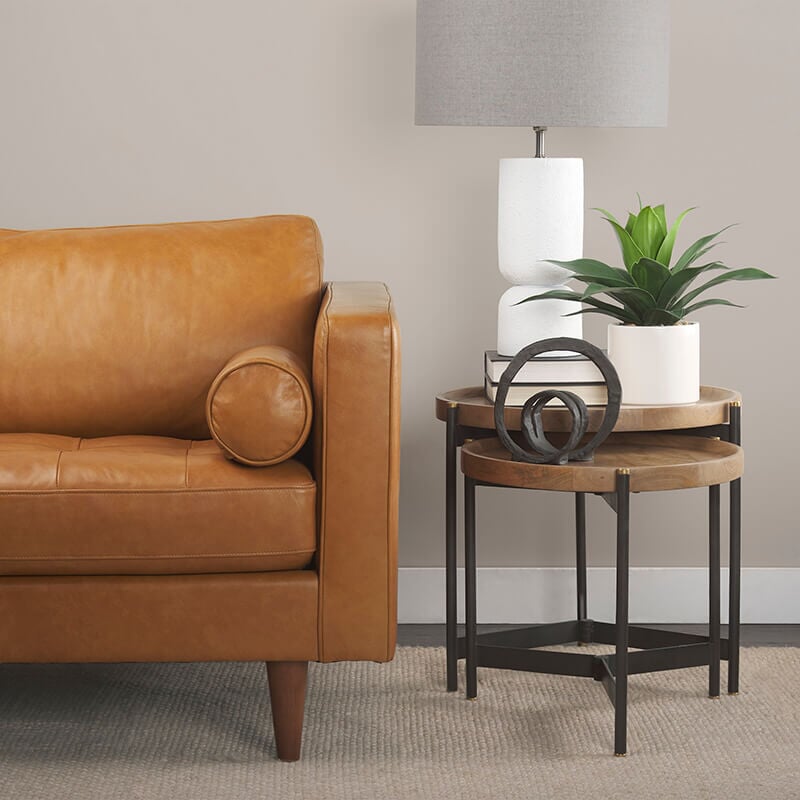 Marquisa Accent Table - styled with art objects