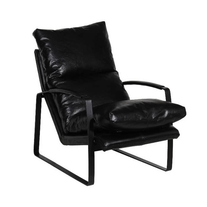 Eugene Leather Accent Chair in Black - available at City Home PDX