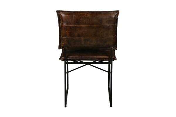 Malin Dining Chair in brown leather - back view