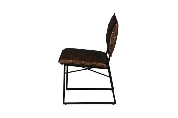 Malin Dining Chair in brown leather - side view