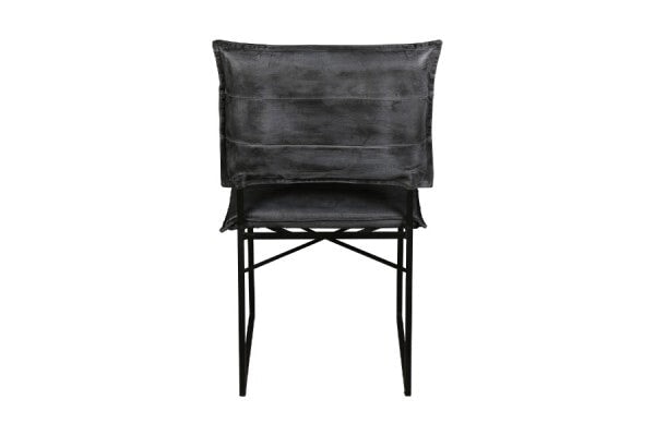 Malin Dining Chair in grey leather - back view