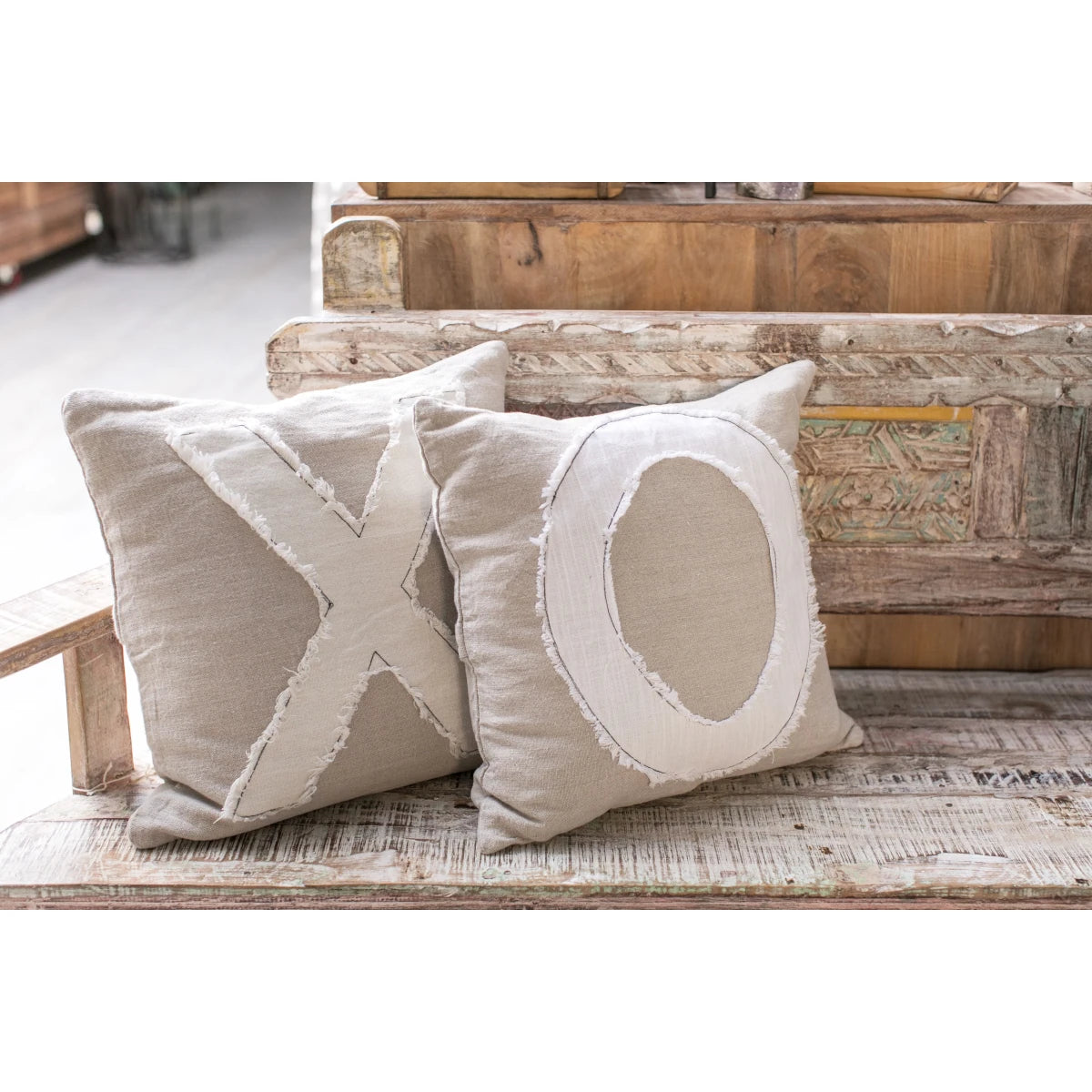 X and O throw pillows in linen - available at City Home