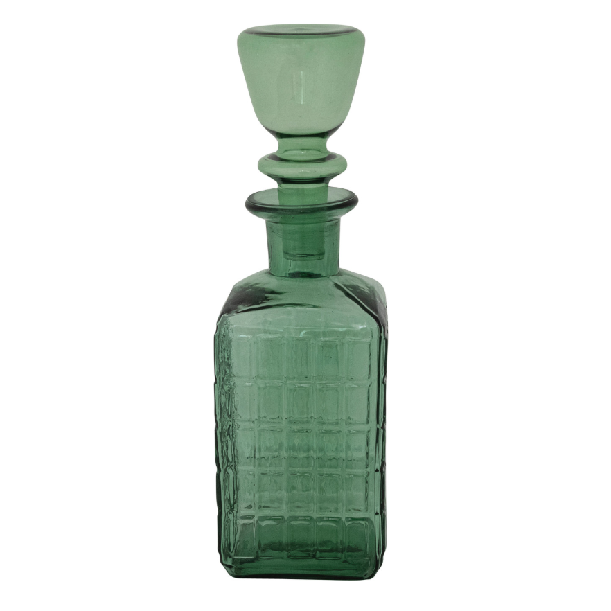 28 oz. Embossed Glass Decanter: Front Product View