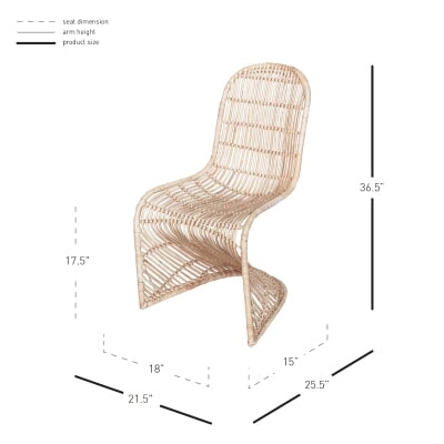 Groovy Rattan Dining Chair - dimensions