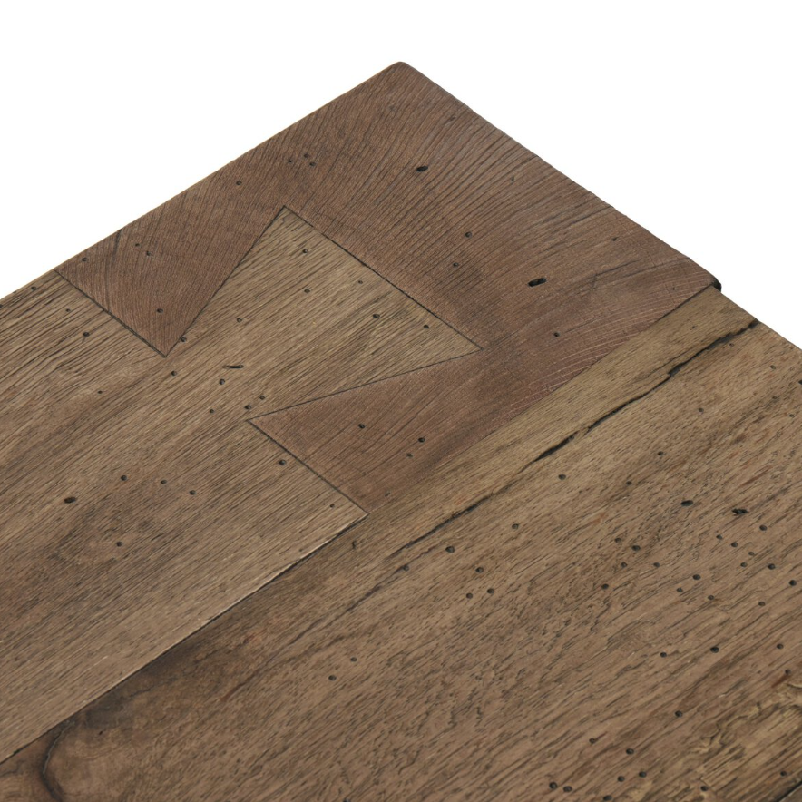 Abaso Small Square Coffee Table-Rustic Wormwood Oak: 2nd Up-Close Product Corner View