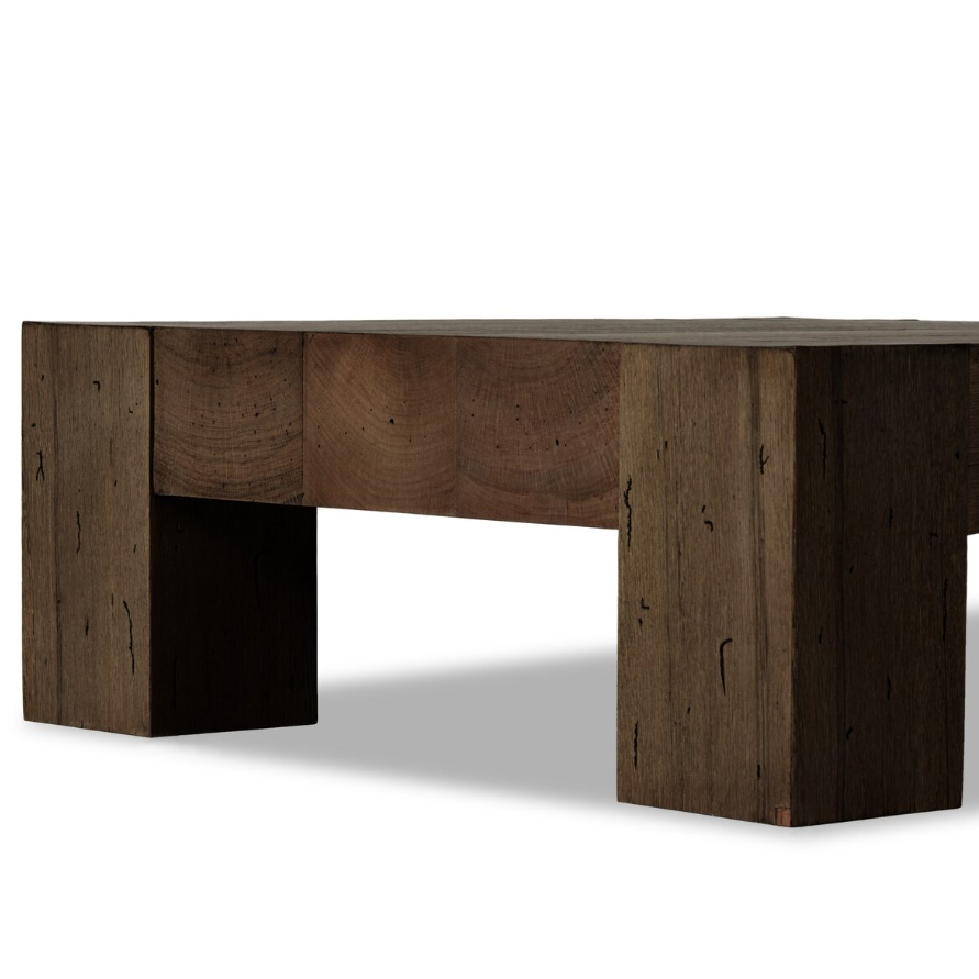Abaso Small Square Coffee Table-Ebony Rustic Wormwood Oak: 2nd Product Side View