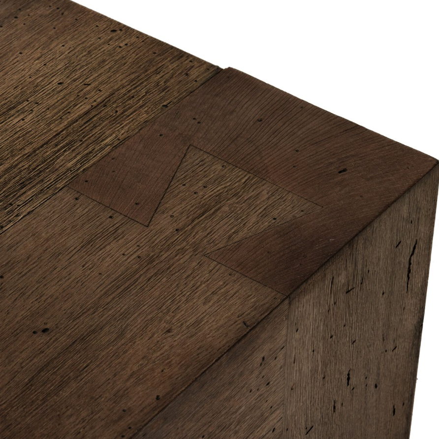 Abaso Small Square Coffee Table-Ebony Rustic Wormwood Oak: 2nd Up-Close Product Corner View