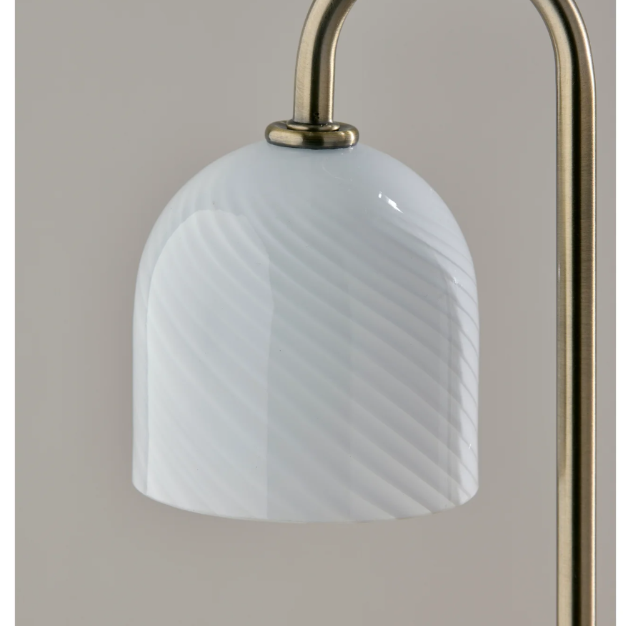 Alcott Candlewarmer Lamp: Dome-Shaped, Swirled White Glass Shade View