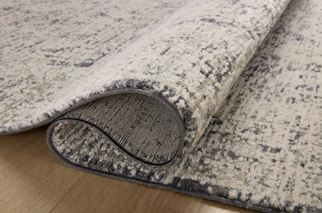 Amber Lewis Alie Rug in Charcoal/Beige: Folded Product View
