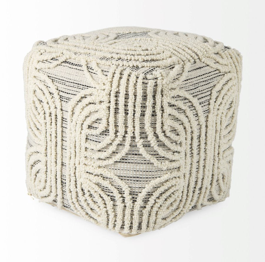 Amaya Wool & Cotton Pouf: Product Quarter View