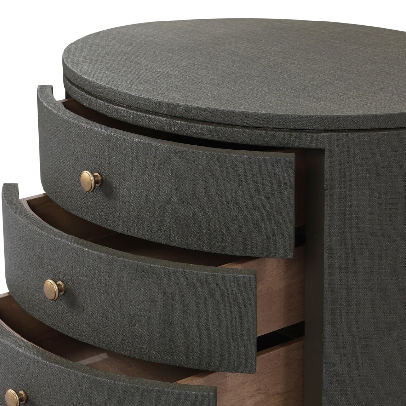 Amelia Oval Nightstand: 2nd Up-Close Open Drawers Product View