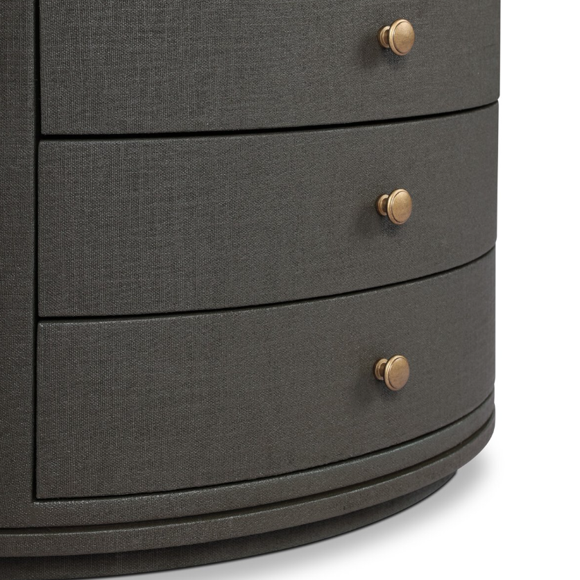 Amelia Oval Nightstand: Up-Close Closed Drawer View