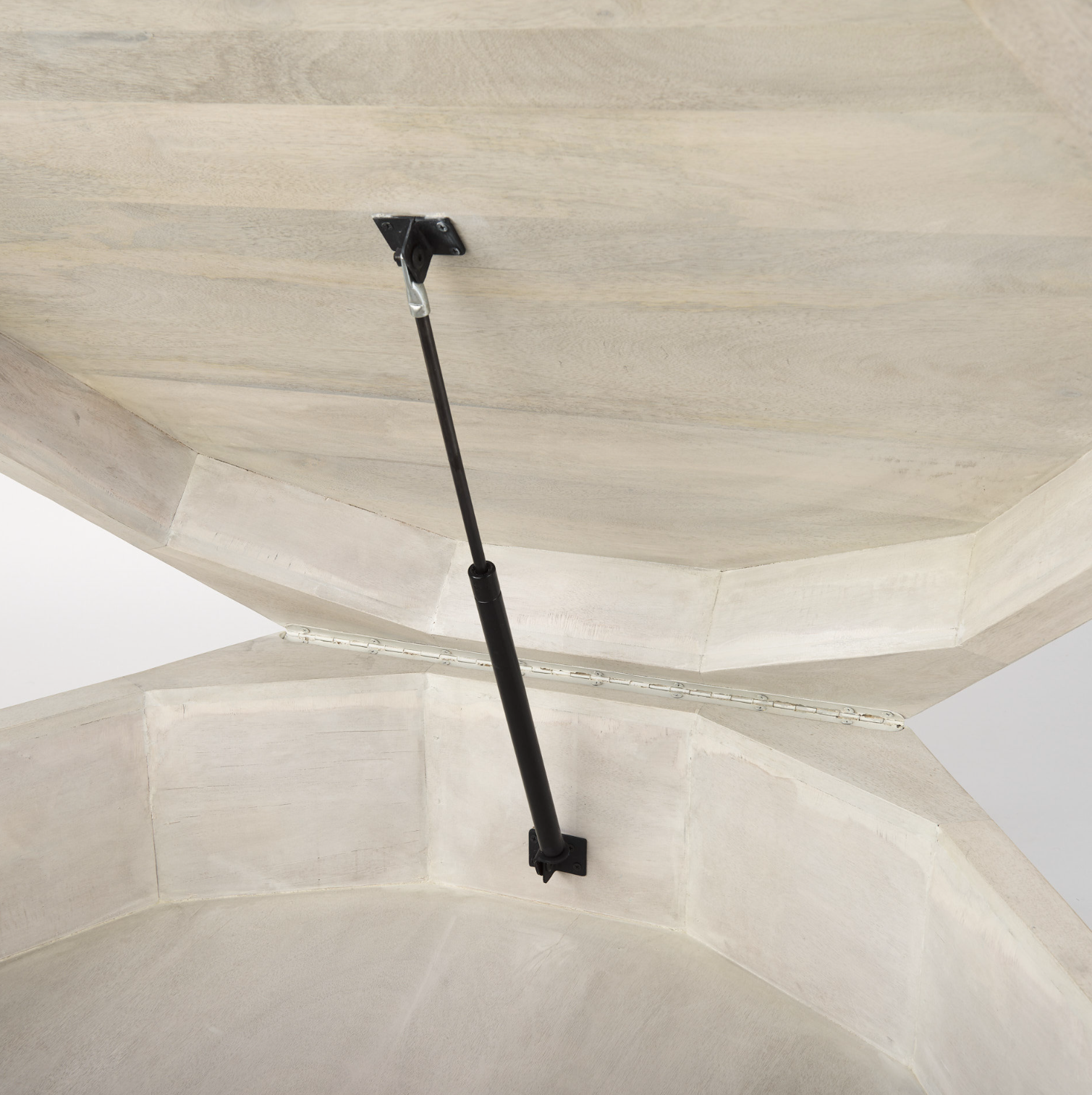 Arreto Hexagonal Storage Coffee Table: Hinged Lift View