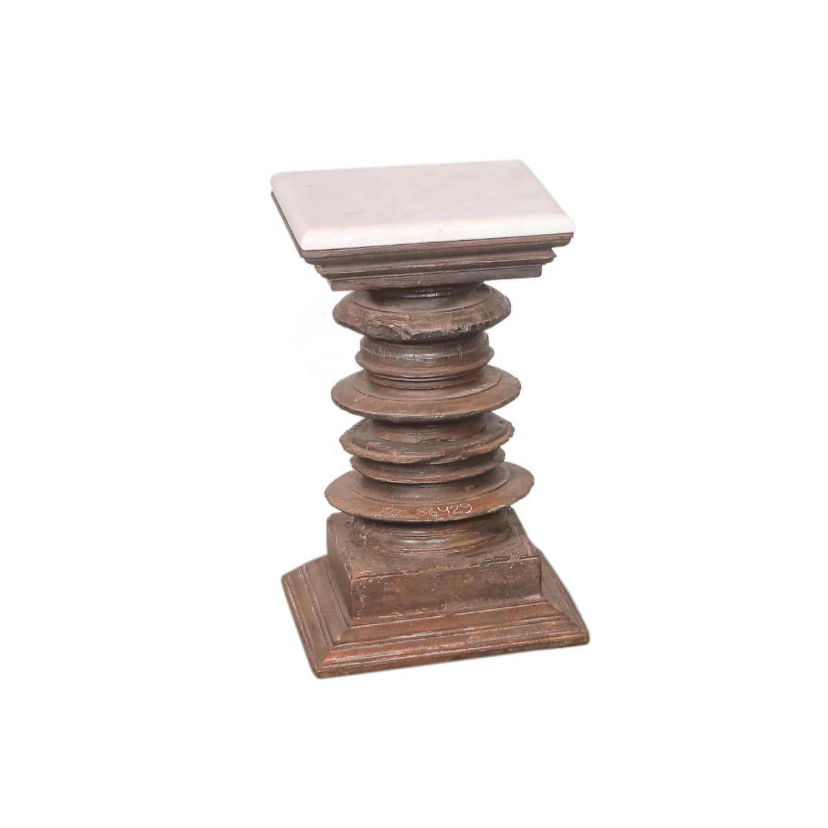 Teak/Marble Stool: Available at City Home PDX
