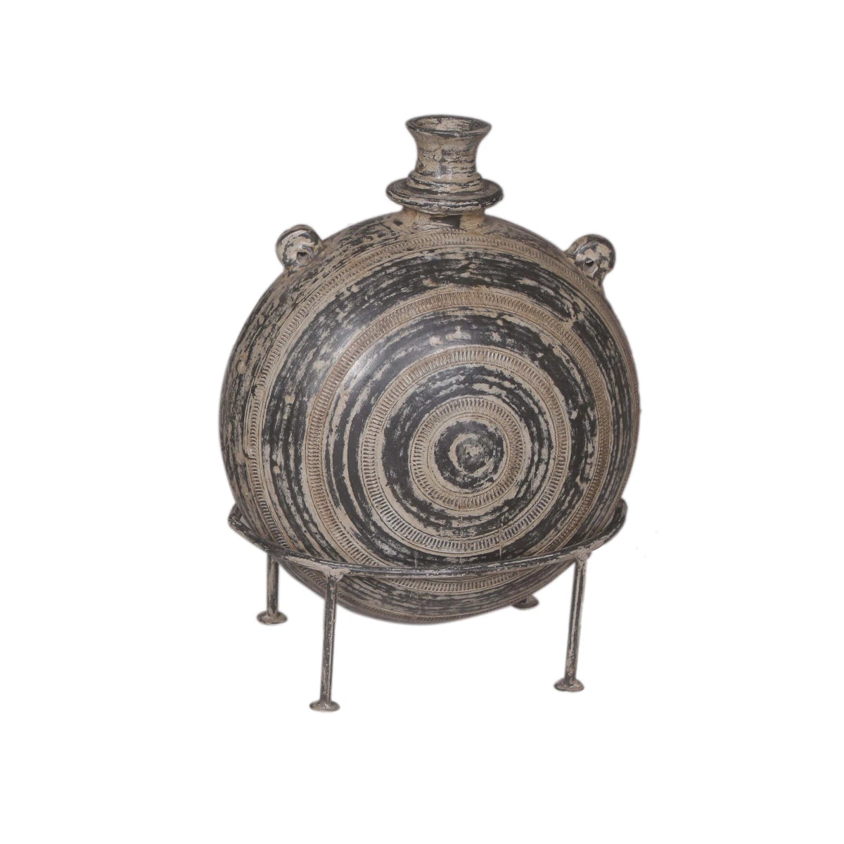 Handmade Clay Pot with Iron Stand-Style B: Available at City Home PDX