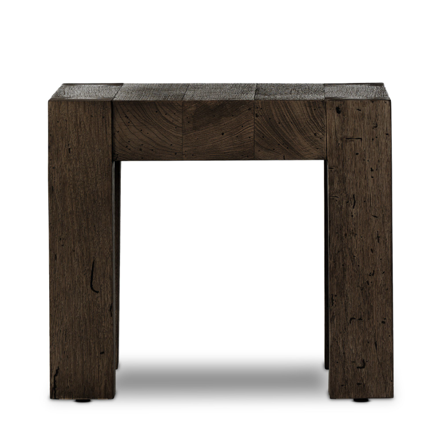 Abaso End Table-Ebony Rustic Wormwood Oak: Front Product View