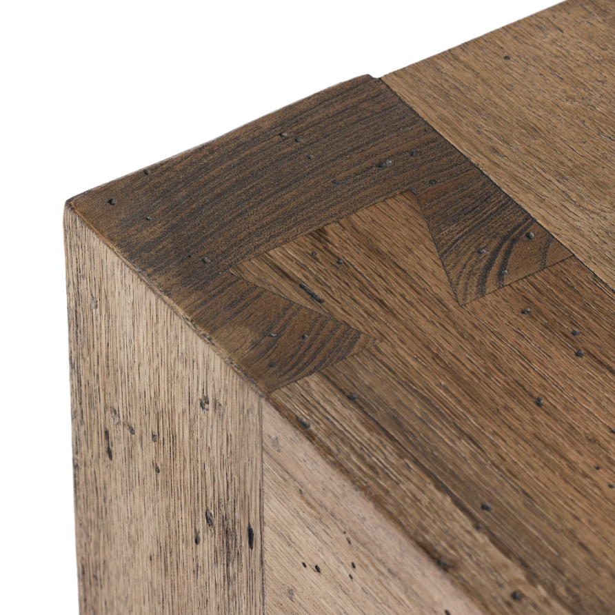 Abaso End Table-Rustic Wormwood Oak: Dovetail Joinery Detailing 