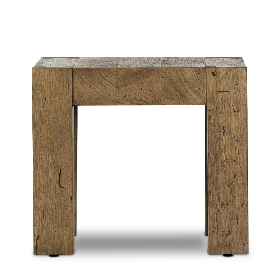 Abaso End Table-Rustic Wormwood Oak: Product View