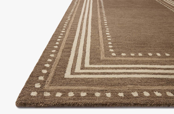Chris Loves Julia X Loloi Alfie Rug in Bark/Natural: Product Pile Height View