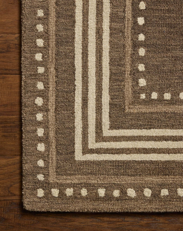 Chris Loves Julia X Loloi Alfie Rug in Bark/Natural: Up-Close Product Pattern View
