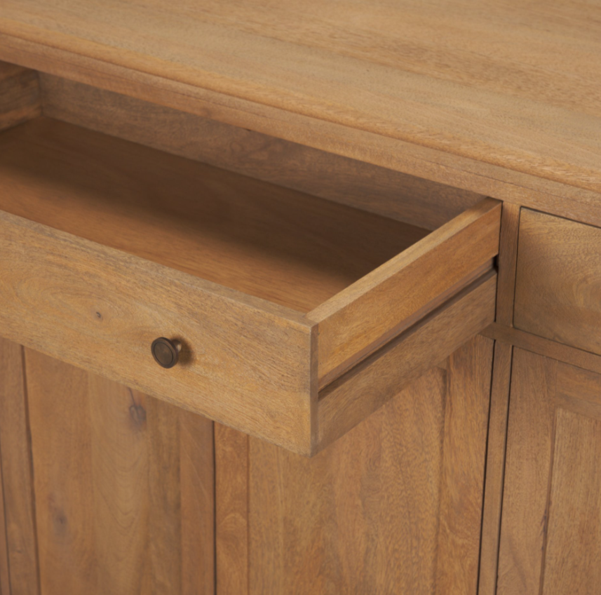 Baron 6 Door Sideboard: Up-Close Pull-Out Drawer View