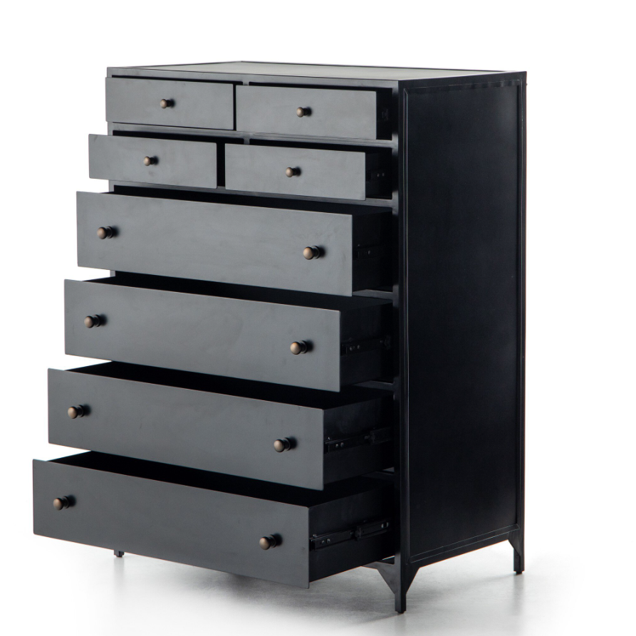 Belmont Tall 8 Drawer Dresser: Open Drawers Product View