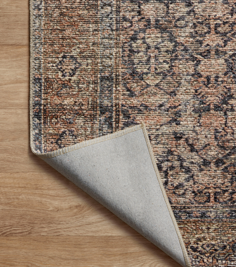 Amber Lewis X Loloi Billie Rug in Ink/Salmon: Product Backing View