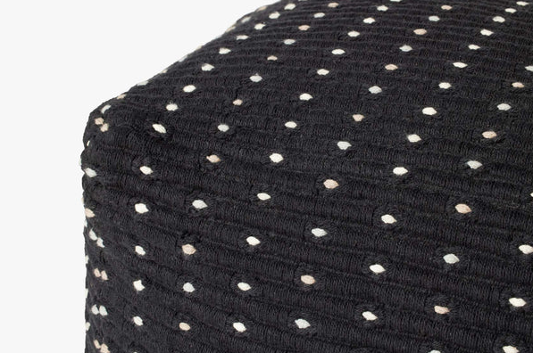 Black Woven Pouf: Product Corner View