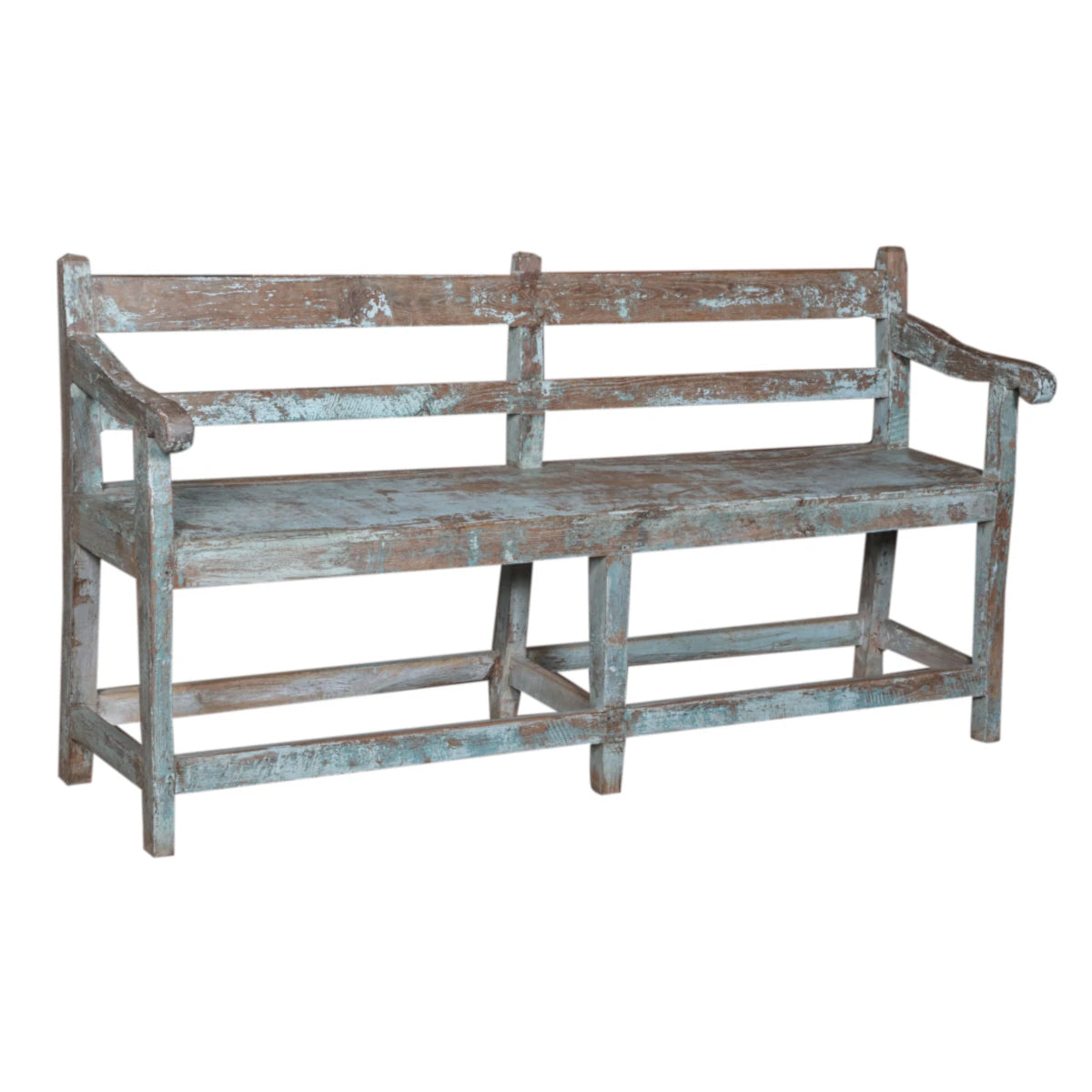 Distressed Blue Bench