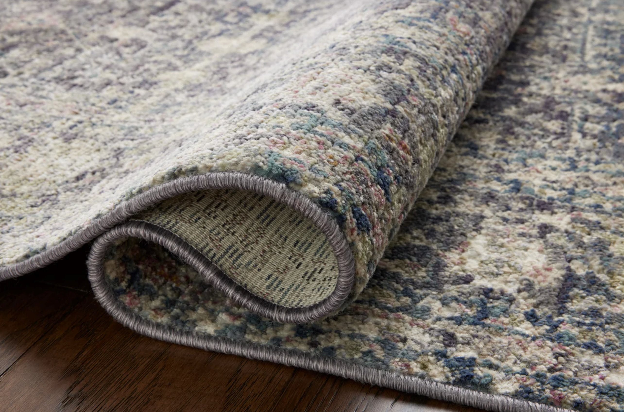 Jean Stoffer x Loloi Bradbury Rug in Midnight/Multi: Side Fringe View