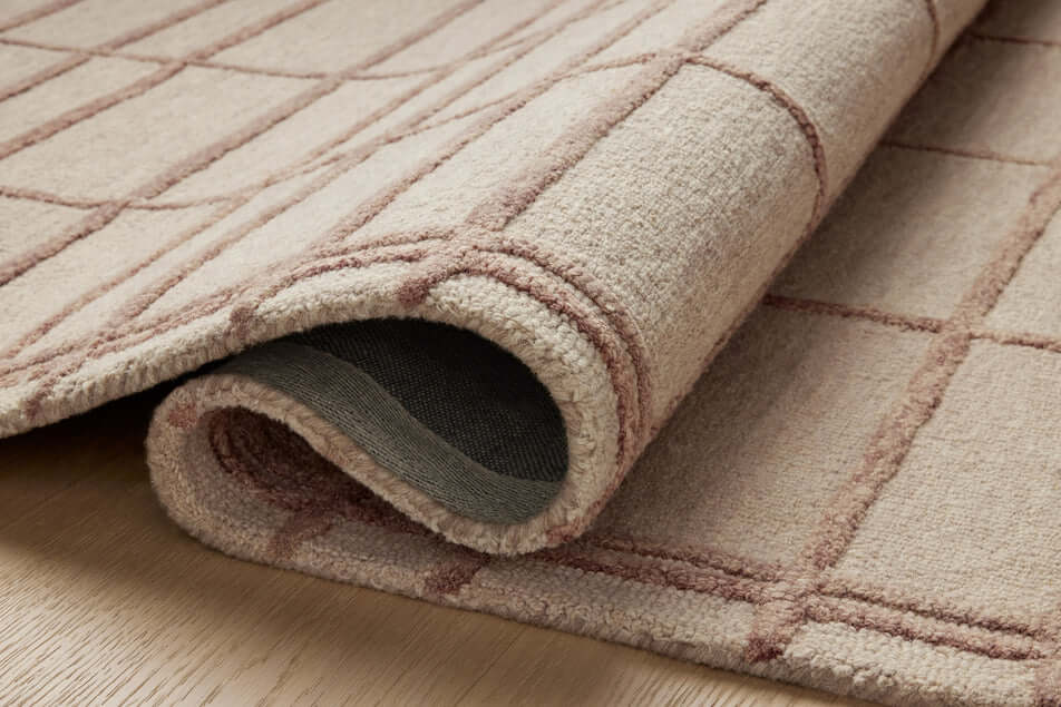 Chris Loves Julia × Loloi Bradley Rug in Rose/Blush - detail view showing pile height