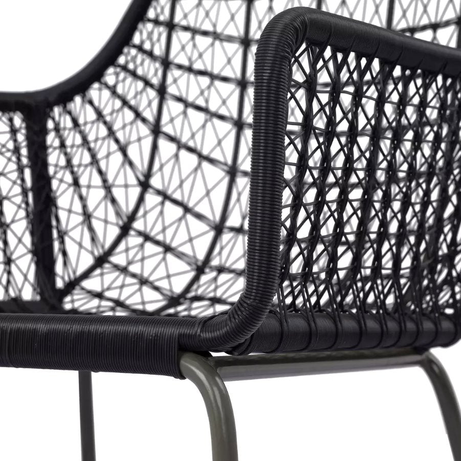 Bandera Outdoor Woven Dining Chair in Black: Up-Close Product View
