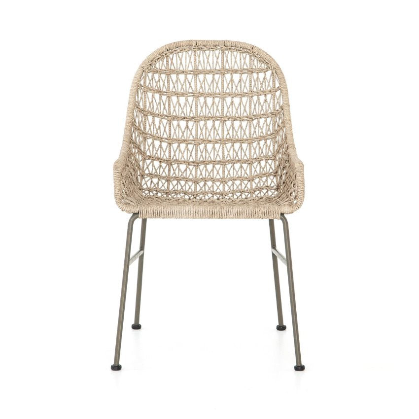 Bandera Outdoor Woven Dining Chair in Vintage White: Front Product View