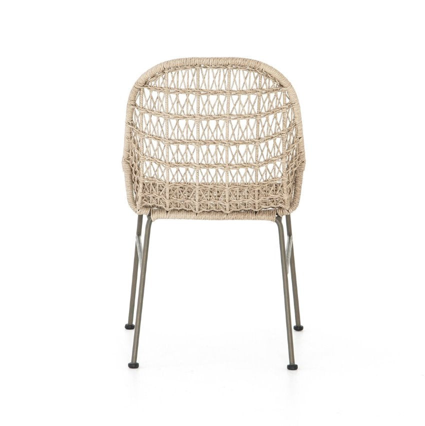 Bandera Outdoor Woven Dining Chair in Vintage White: Product Back View
