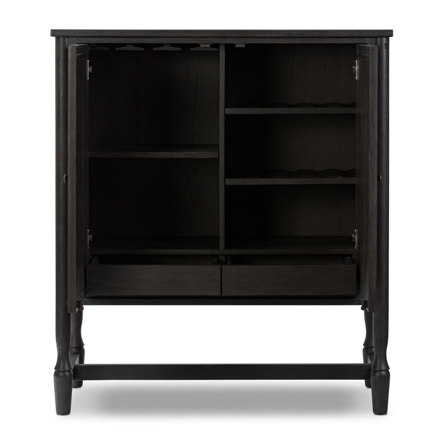 Amber Lewis x Four Hands Bari Bar Cabinet: Open Doors Product View